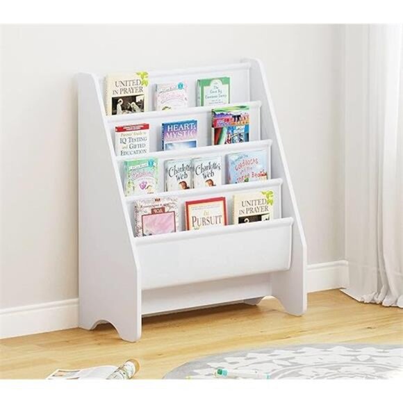 Kids Bookshelf Storage, Book Shelf for Kids Rooms, 4 Tier Sling Toddler - Picture 14 of 14